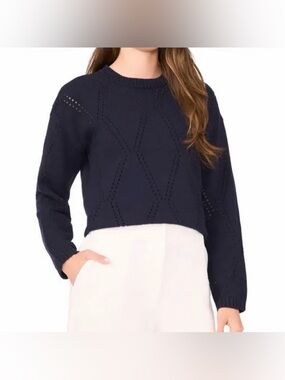 Halogen Crewneck Diamond Sweater in Navy Depths
